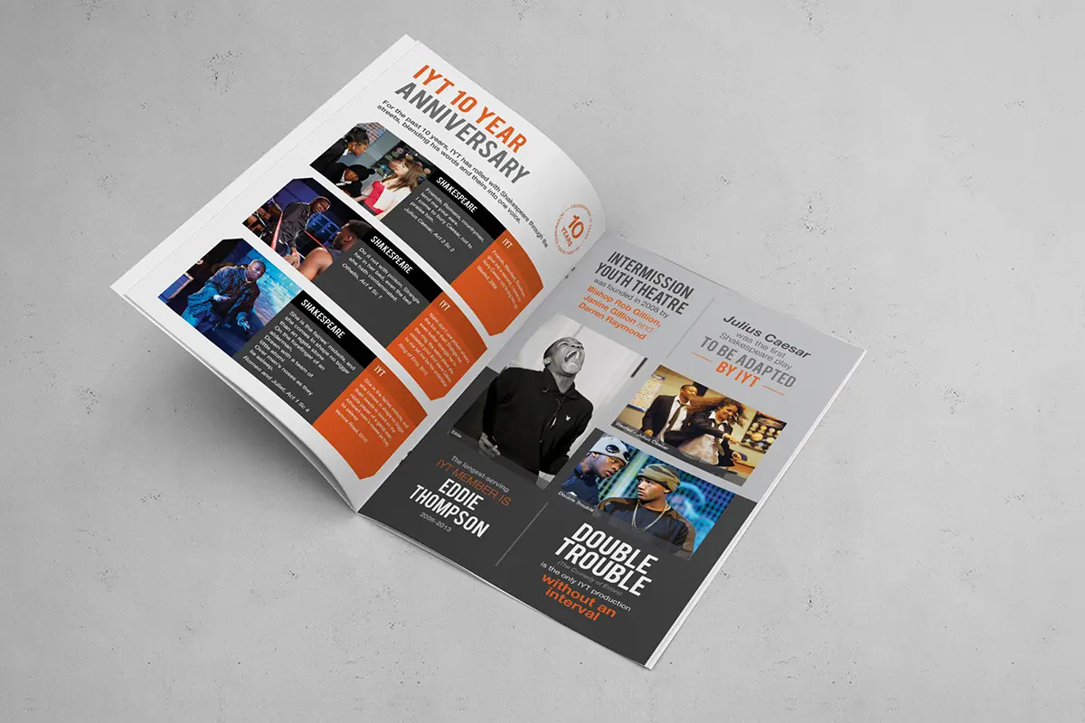 A photo of an inside spread of the Guilt Trip programme